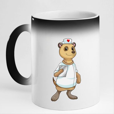 Meerkat Nurse Heart Cute Gift 11oz Black Color Changing Mug