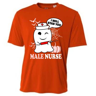 Male Nurse Halloween I Will Stab You Funny Ghost Gift Cooling Performance Crew T-Shirt