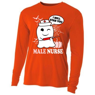 Male Nurse Halloween I Will Stab You Funny Ghost Gift Cooling Performance Long Sleeve Crew