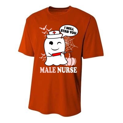 Male Nurse Halloween I Will Stab You Funny Ghost Gift Performance Sprint T-Shirt