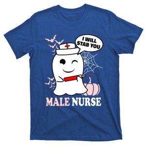 Male Nurse Halloween I Will Stab You Funny Ghost Gift T-Shirt