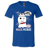 Male Nurse Halloween I Will Stab You Funny Ghost Gift V-Neck T-Shirt