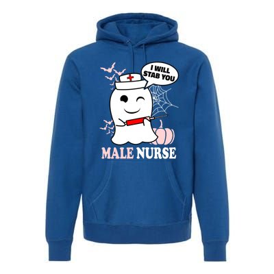 Male Nurse Halloween I Will Stab You Funny Ghost Gift Premium Hoodie