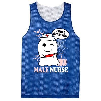 Male Nurse Halloween I Will Stab You Funny Ghost Gift Mesh Reversible Basketball Jersey Tank