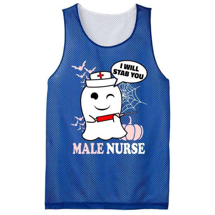 Male Nurse Halloween I Will Stab You Funny Ghost Gift Mesh Reversible Basketball Jersey Tank