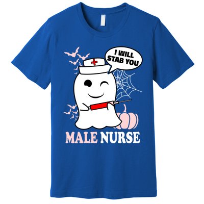 Male Nurse Halloween I Will Stab You Funny Ghost Gift Premium T-Shirt