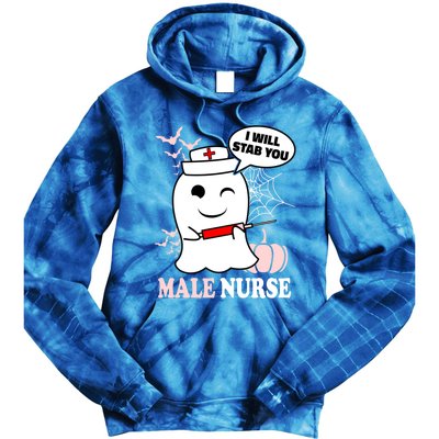 Male Nurse Halloween I Will Stab You Funny Ghost Gift Tie Dye Hoodie