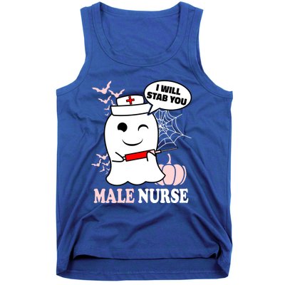 Male Nurse Halloween I Will Stab You Funny Ghost Gift Tank Top