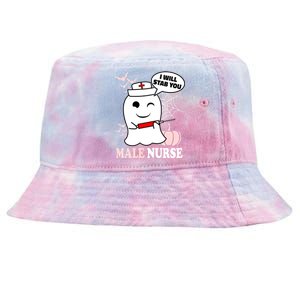 Male Nurse Halloween I Will Stab You Funny Ghost Gift Tie-Dyed Bucket Hat