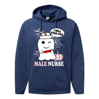 Male Nurse Halloween I Will Stab You Funny Ghost Gift Performance Fleece Hoodie