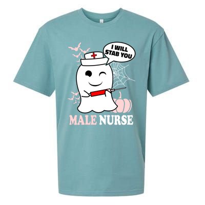 Male Nurse Halloween I Will Stab You Funny Ghost Gift Sueded Cloud Jersey T-Shirt