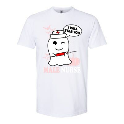 Male Nurse Halloween I Will Stab You Funny Ghost Gift Softstyle CVC T-Shirt