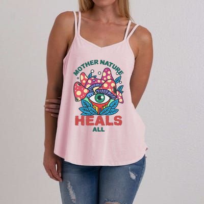 Mother Nature Heals All Cartoon Magic Mushroom Retro Women's Strappy Tank