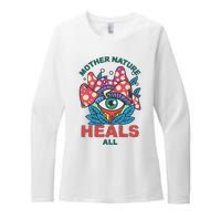 Mother Nature Heals All Cartoon Magic Mushroom Retro Womens CVC Long Sleeve Shirt