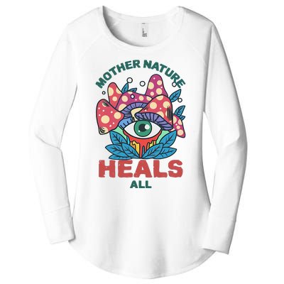 Mother Nature Heals All Cartoon Magic Mushroom Retro Women's Perfect Tri Tunic Long Sleeve Shirt