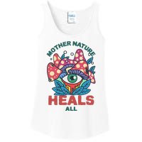 Mother Nature Heals All Cartoon Magic Mushroom Retro Ladies Essential Tank