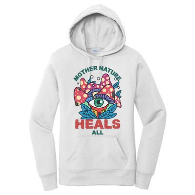 Mother Nature Heals All Cartoon Magic Mushroom Retro Women's Pullover Hoodie