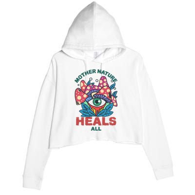 Mother Nature Heals All Cartoon Magic Mushroom Retro Crop Fleece Hoodie