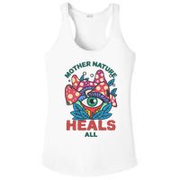 Mother Nature Heals All Cartoon Magic Mushroom Retro Ladies PosiCharge Competitor Racerback Tank