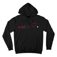 Medical Nursing Heart Stethoscope Heartbeat Nursery Nurse Hoodie