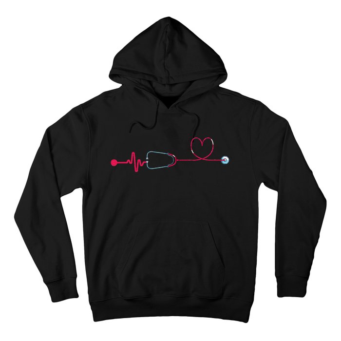 Medical Nursing Heart Stethoscope Heartbeat Nursery Nurse Hoodie