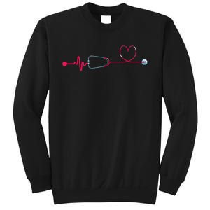 Medical Nursing Heart Stethoscope Heartbeat Nursery Nurse Sweatshirt