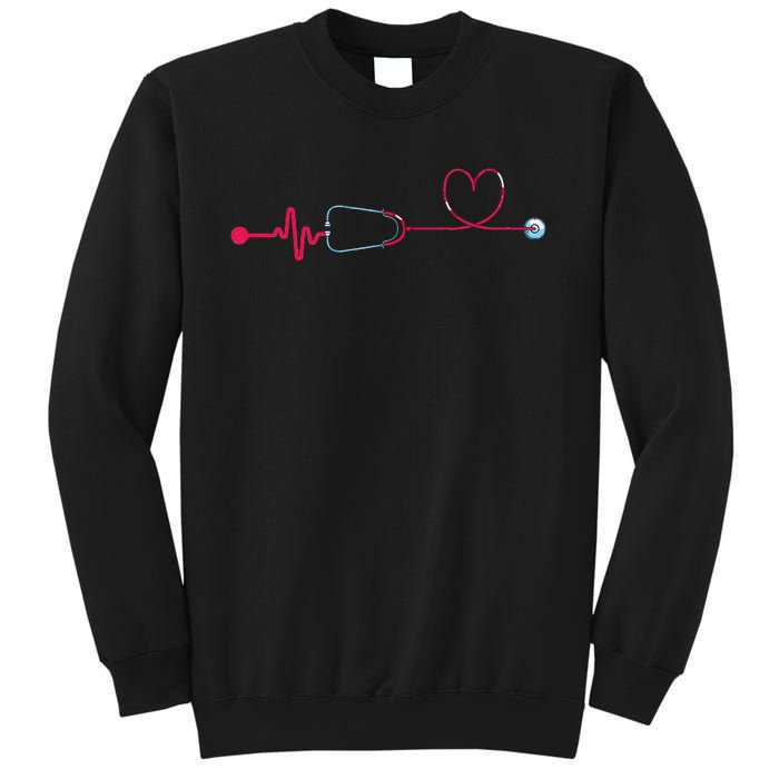 Medical Nursing Heart Stethoscope Heartbeat Nursery Nurse Sweatshirt