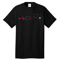 Medical Nursing Heart Stethoscope Heartbeat Nursery Nurse Tall T-Shirt