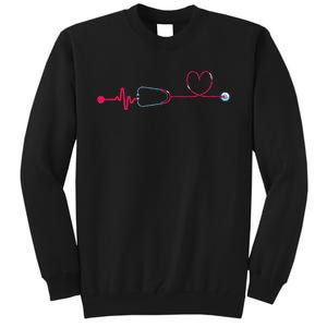 Medical Nursing Heart Stethoscope Heartbeat Nursery Nurse Tall Sweatshirt