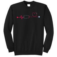 Medical Nursing Heart Stethoscope Heartbeat Nursery Nurse Tall Sweatshirt