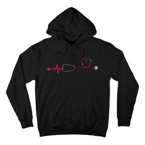 Medical Nursing Heart Stethoscope Heartbeat Nursery Nurse Tall Hoodie