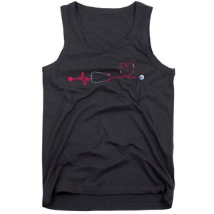 Medical Nursing Heart Stethoscope Heartbeat Nursery Nurse Tank Top