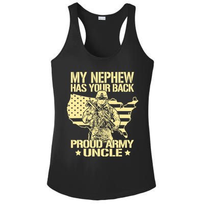 My Nephew Has Your Back Proud Army Uncle Military Family Ladies PosiCharge Competitor Racerback Tank