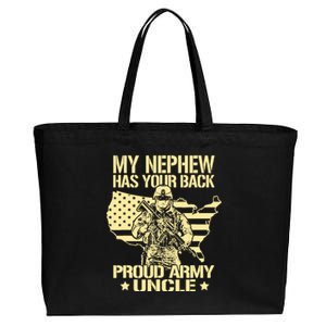 My Nephew Has Your Back Proud Army Uncle Military Family Cotton Canvas Jumbo Tote