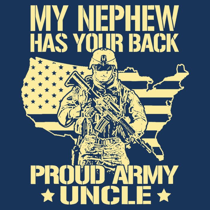 My Nephew Has Your Back Proud Army Uncle Military Family Drawstring Bag