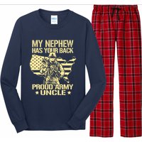 My Nephew Has Your Back Proud Army Uncle Military Family Long Sleeve Pajama Set