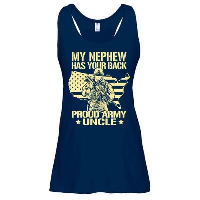 My Nephew Has Your Back Proud Army Uncle Military Family Ladies Essential Flowy Tank