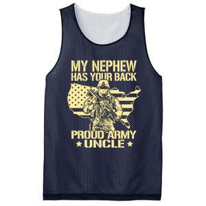 My Nephew Has Your Back Proud Army Uncle Military Family Mesh Reversible Basketball Jersey Tank