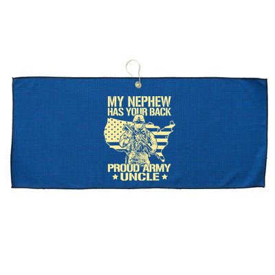My Nephew Has Your Back Proud Army Uncle Military Family Large Microfiber Waffle Golf Towel
