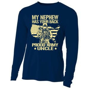 My Nephew Has Your Back Proud Army Uncle Military Family Cooling Performance Long Sleeve Crew