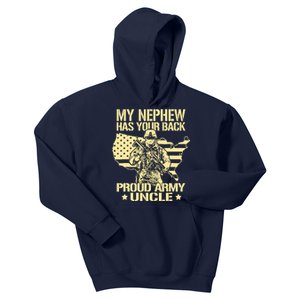 My Nephew Has Your Back Proud Army Uncle Military Family Kids Hoodie