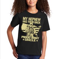 My Nephew Has Your Back Proud Army Uncle Military Family Kids T-Shirt