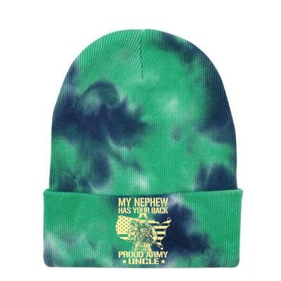 My Nephew Has Your Back Proud Army Uncle Military Family Tie Dye 12in Knit Beanie