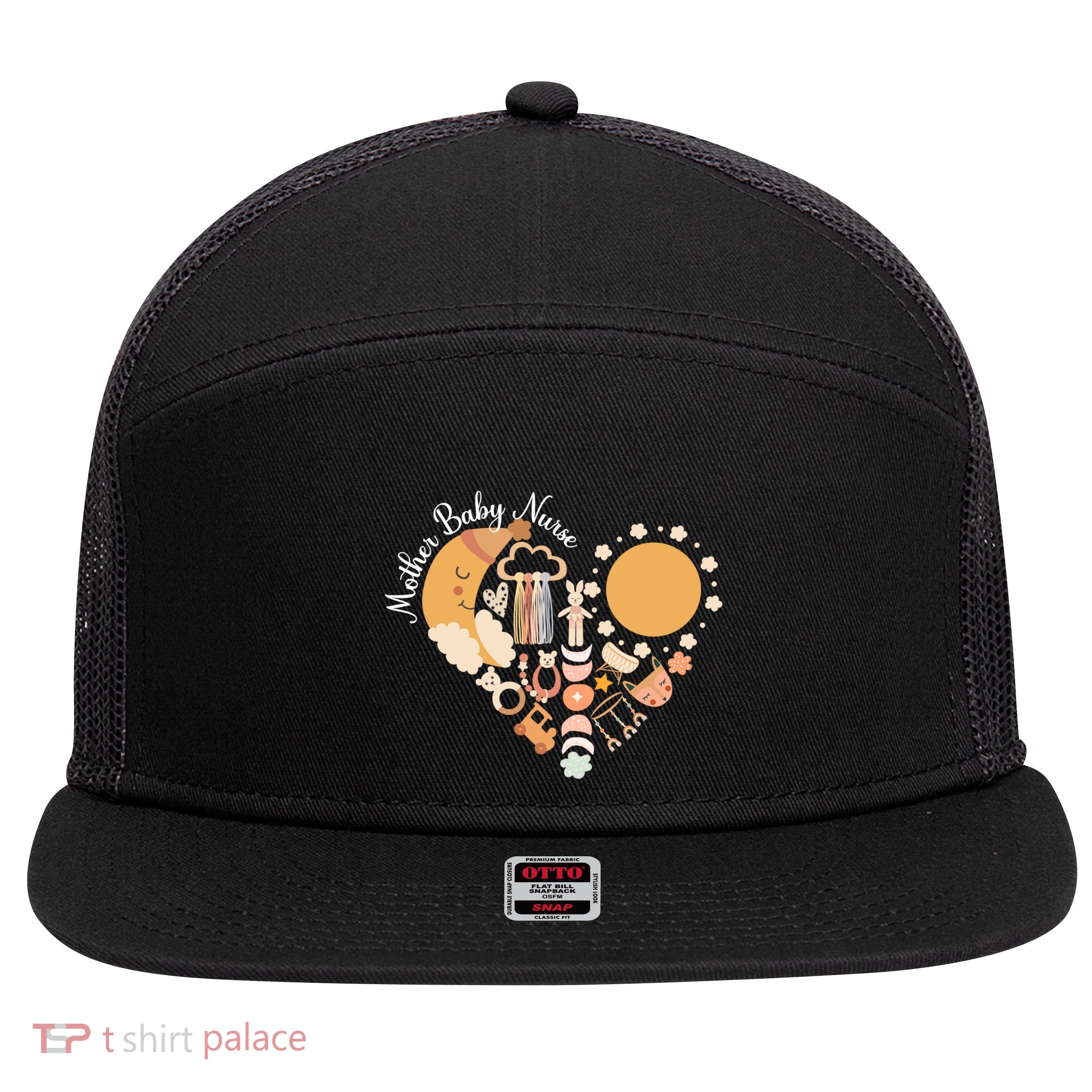 Mother Nurse Heart Postpartum Nurse Mom Nurse Great Gift 7 Panel Mesh Trucker Snapback Hat