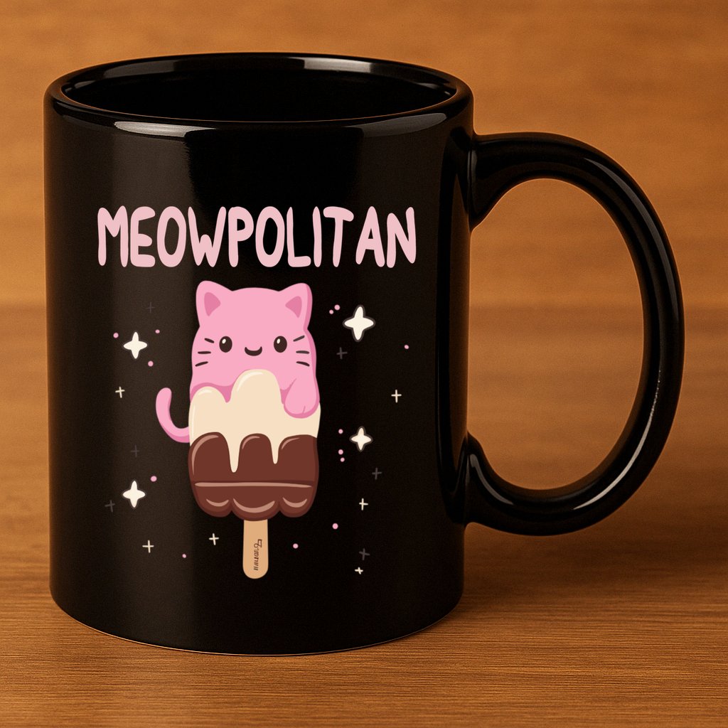 Meowpolitan Neapolitan Ice Cream Gift 11oz C Handle Ceramic Mug