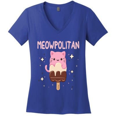 Meowpolitan Neapolitan Ice Cream Gift Women's V-Neck T-Shirt