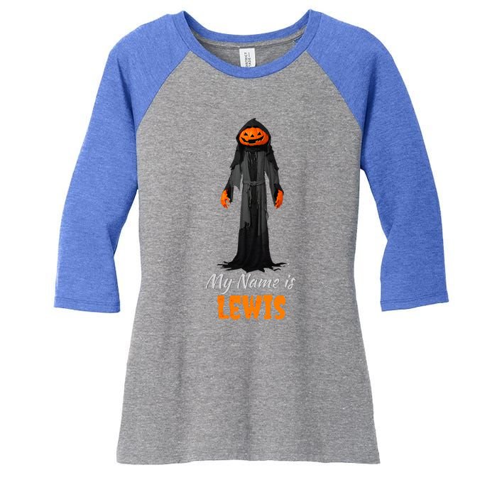 My Name Is Lewis Jack O Lantern Pumpkin Man Women's Tri-Blend 3/4-Sleeve Raglan Shirt