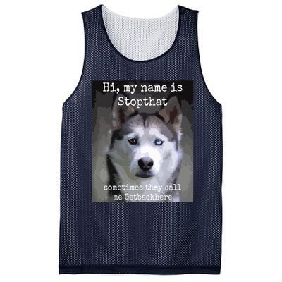 My Name Is Stopthat Funny Hyper Siberian Husky Dog Owner Mesh Reversible Basketball Jersey Tank