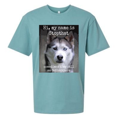 My Name Is Stopthat Funny Hyper Siberian Husky Dog Owner Sueded Cloud Jersey T-Shirt