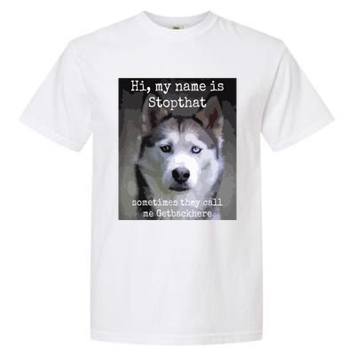 My Name Is Stopthat Funny Hyper Siberian Husky Dog Owner Garment-Dyed Heavyweight T-Shirt